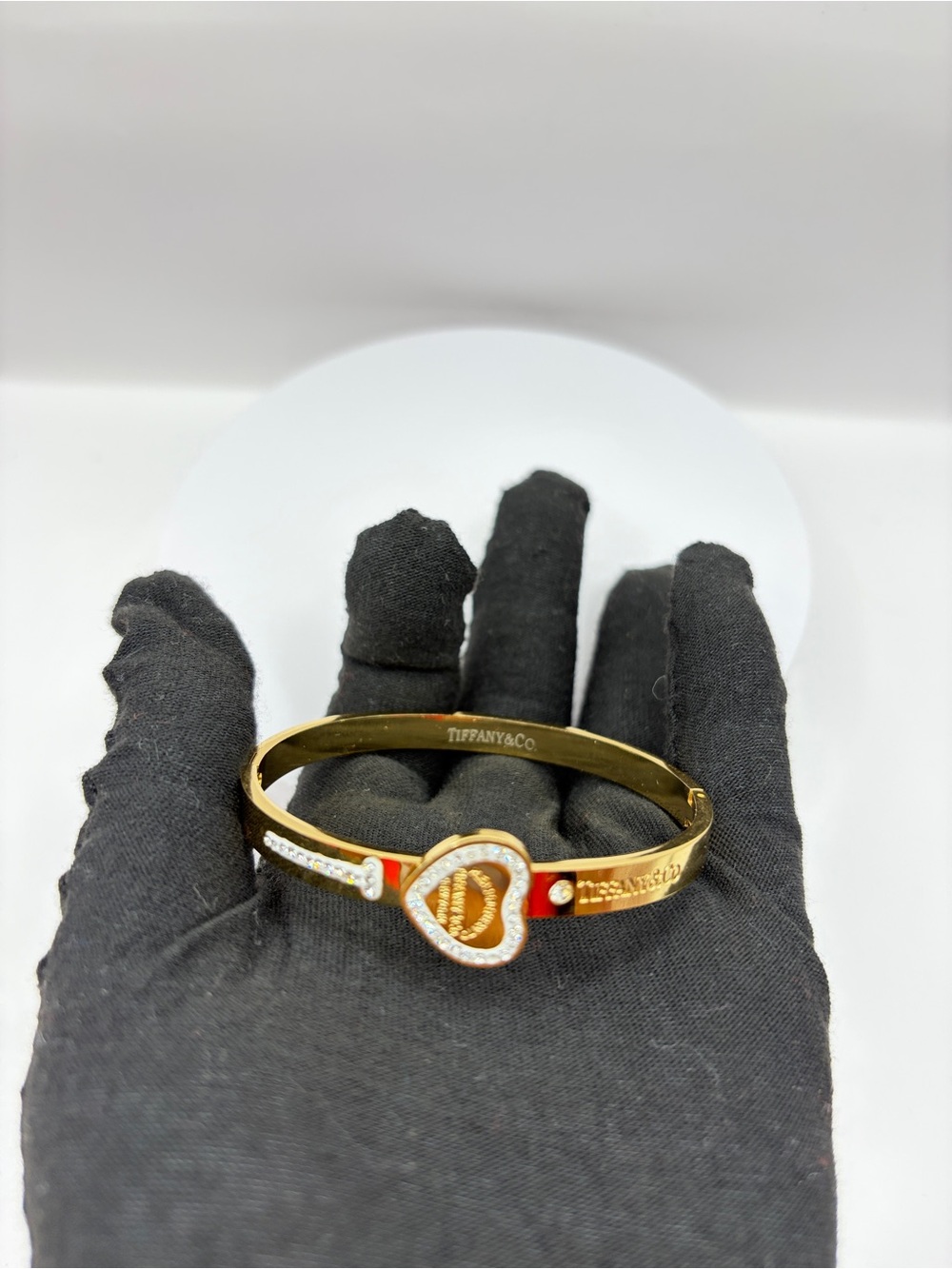 Stainless Steel Gold Polish Bracelet with Gold and CZ Heart Accent Bracelet